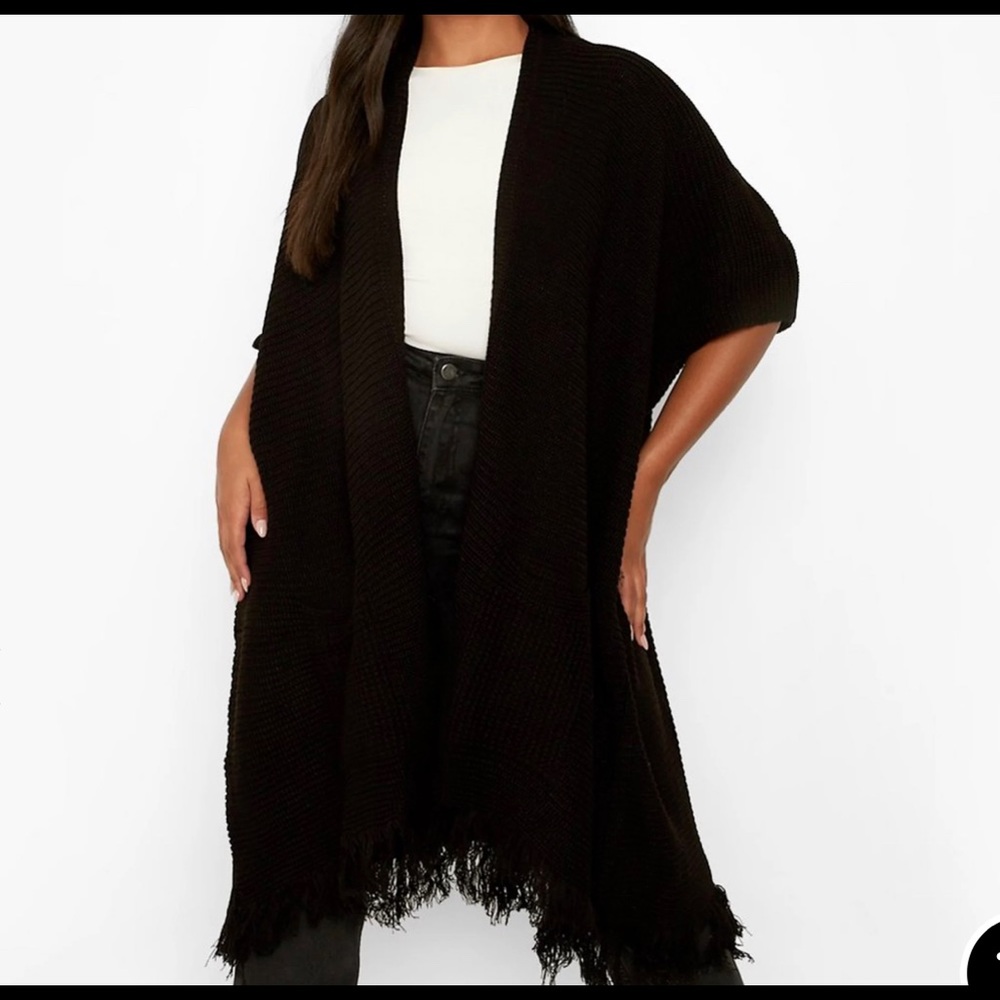 Plus Size - Cape Cardigan - Long
